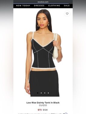 NWT Danielle Guizio Black Tank with White Lace Accents size Small